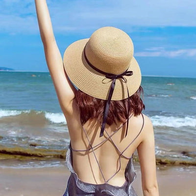 Womens Sun Straw Hat Wide Brim UPF 80 Summer Hat Foldable Packable